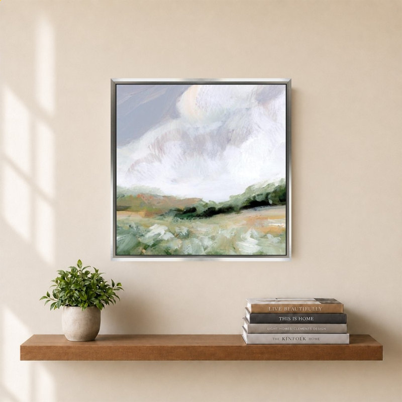 «Soft Summer Sky» par Katrina Pete - impression sur toile, 34" H x 34" W, Silver