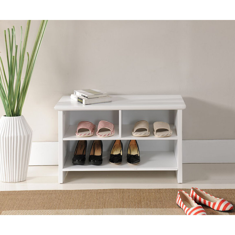 Emelie Wood Shoe Storage Cubby Bench