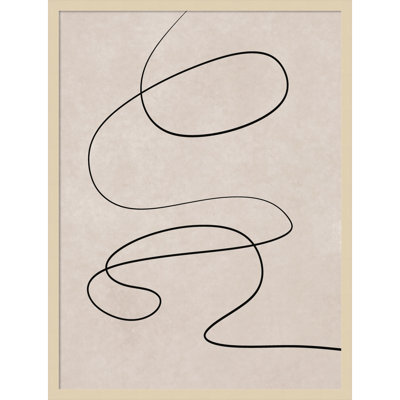 Black Line and Textured Beige Background by Little Dean Wood Framed Wall Art Print
