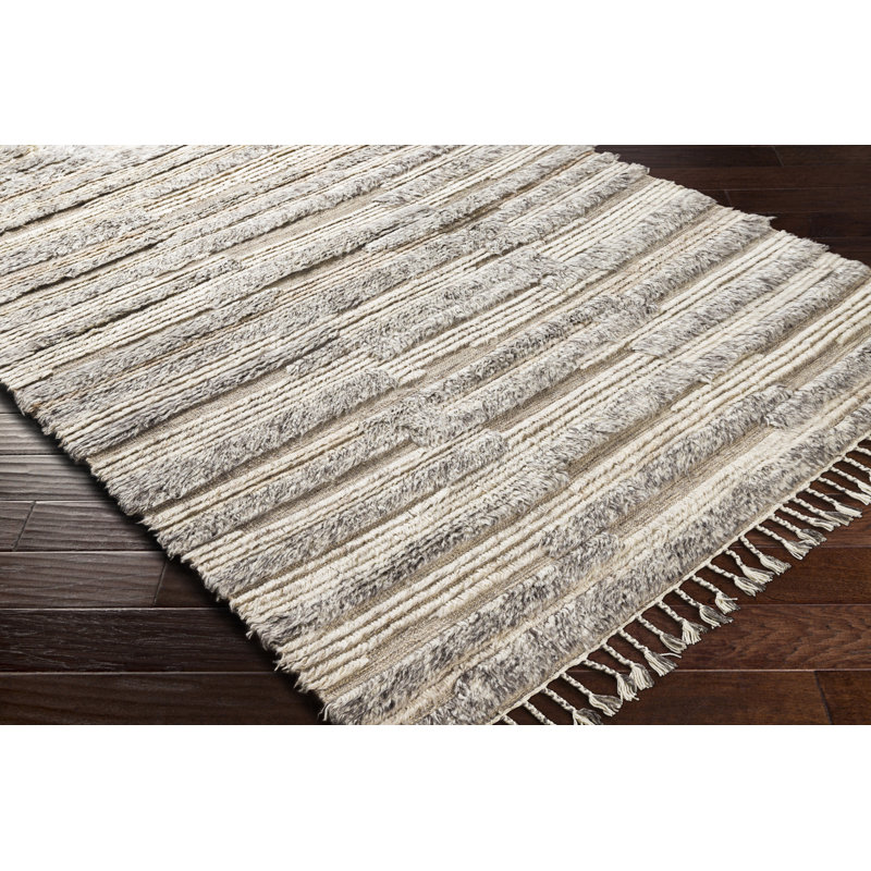 Timi Wool Area Rug in Beige, Rectangle 2' x 3'