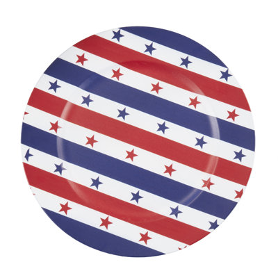 Patriotic Pattern Decorative Charger Plates (Set of 4) – Star & Stripe Round Table Chargers for Dining & Entertaining, 13"