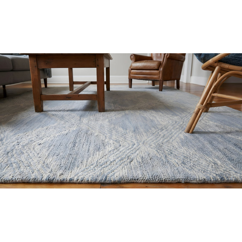 Hand Tufted Wool Geometric Area Rug in Gray, 5' x 8'