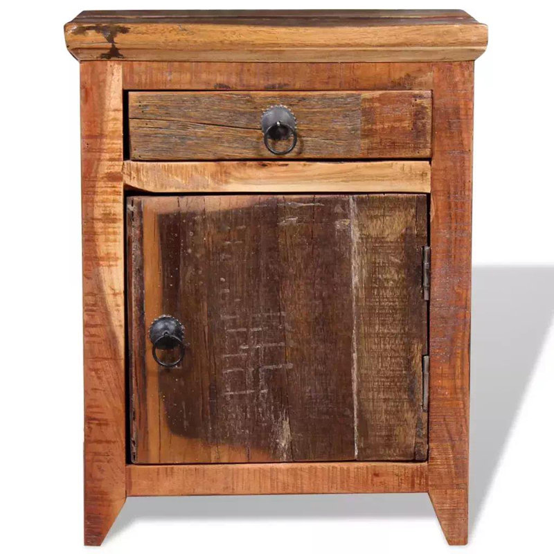 Table de chevet en bois d'acacia massif récupéré