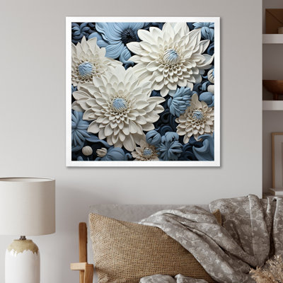 "Graceful Mums" noir et bleu pâle, peinture III sur toile