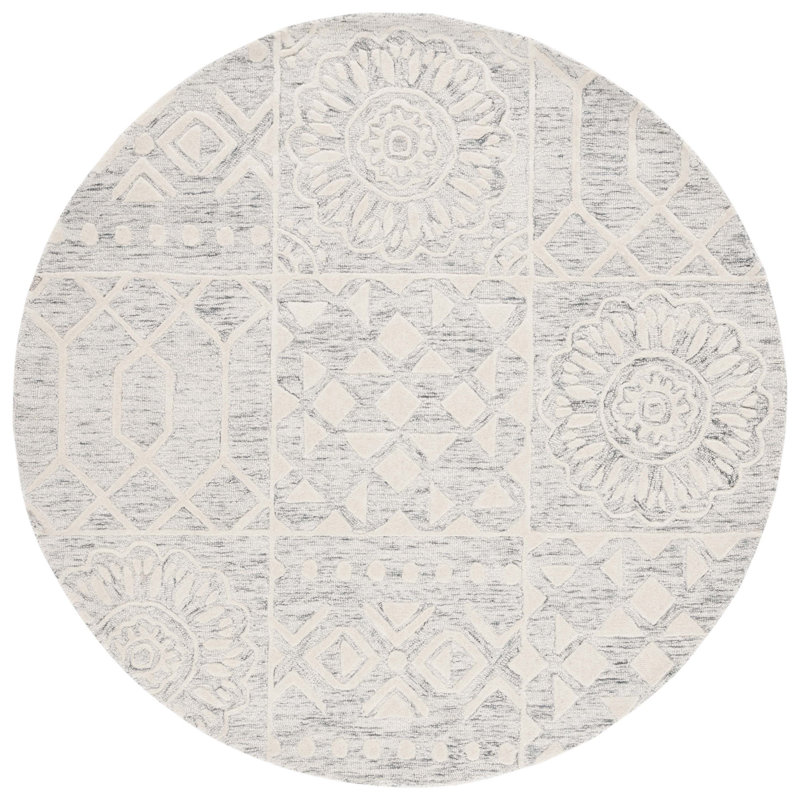 Tapis en laine et coton touffeté à la main Metro, Rond 6 pi