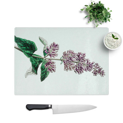 Glass Hungarian Lilac Flowers Chopping Board