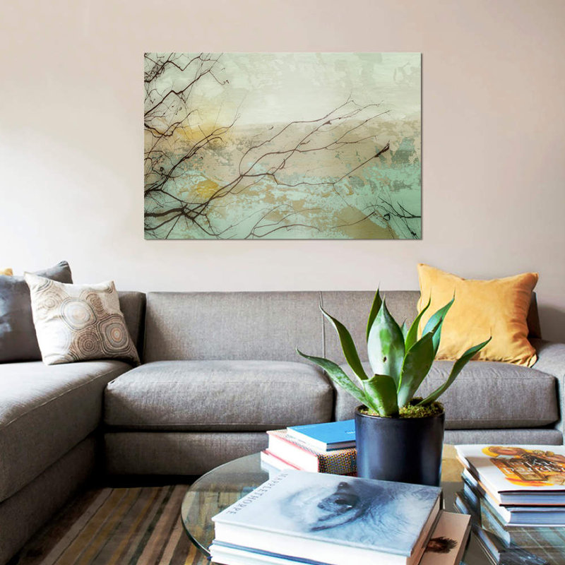 «Branches I», impression sur toile, H 18 po x l 26 po x P 1,5 po, Pas de tapis, Toile avec cadre noir