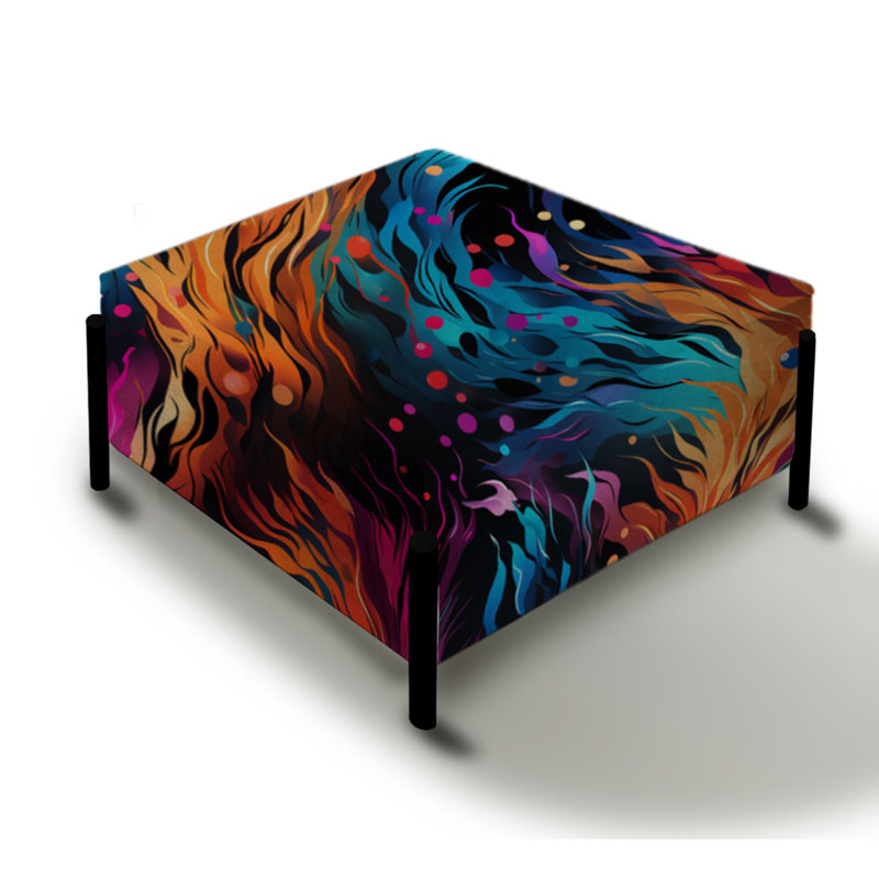 Grand repose-pieds carré abstrait Futuristic Striped Fusion