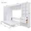 Grand lit escamotable mural avec placard, tiroirs et tablettes, blanc