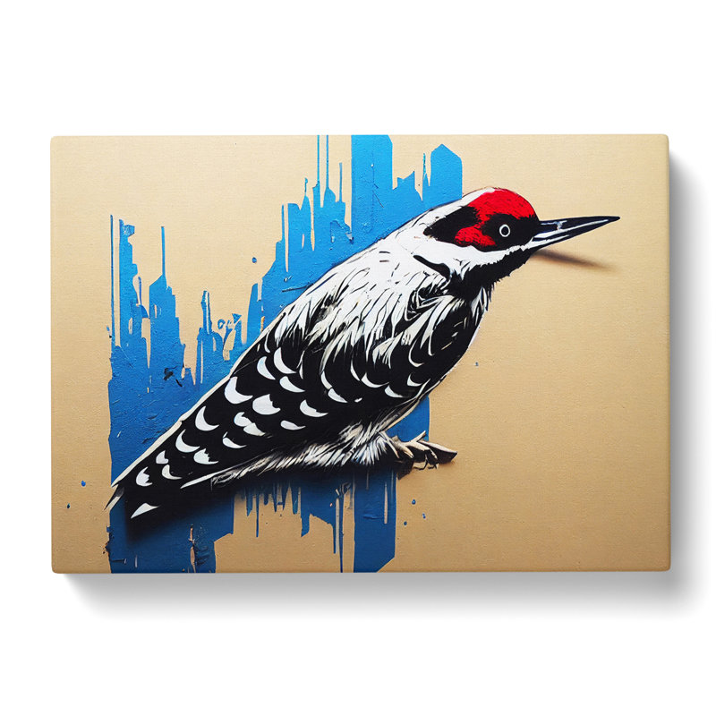 Edgy Woodpecker Bird Abstract - Wrapped Canvas, 35cm H x 50cm W x 3cm D