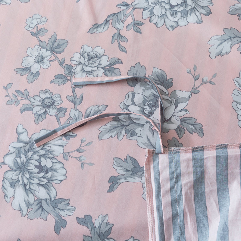 Ensemble de housse de couette réversible en coton 3 pièces. Tissu 100% coton percale. Prélavé doux. Lavable à la machine.