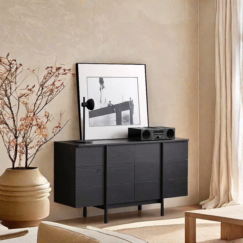 Armoire décorative en bois massif Log Wind, Noir