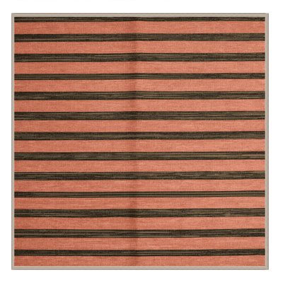 Tapis brun à rayures horizontales lavable à la machine