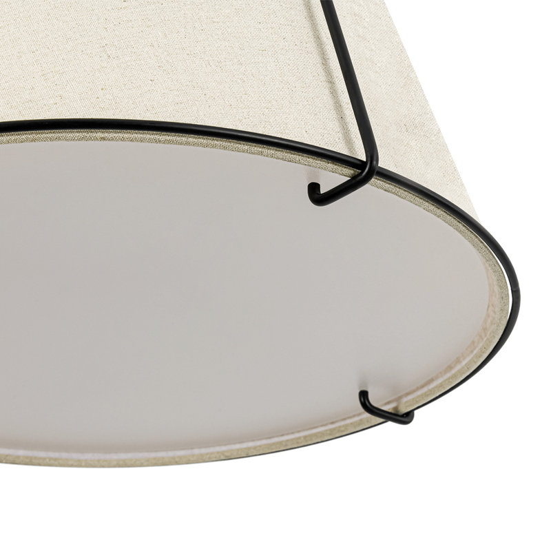 Luminaire suspendu fuselé en lin 4 lumières Nyjel, H 16,9 po x l 15 po x P 15 po, Beige, Noir