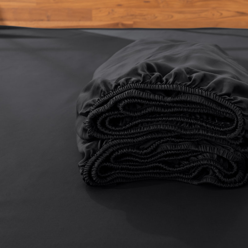Drap-housse en rayonne de bambou, Drap-housse grand, Noir
