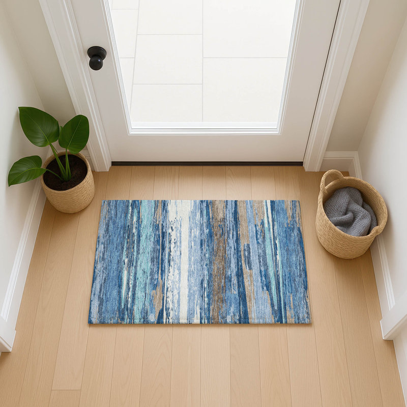 Machine Washable Indoor/Outdoor Jeffery ACN2287 Stripes Rug, Rectangle 1'8" x 2'6"