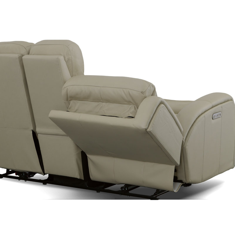 Grant 76" Leather Reclining Sofa, Ivory Genuine Leather