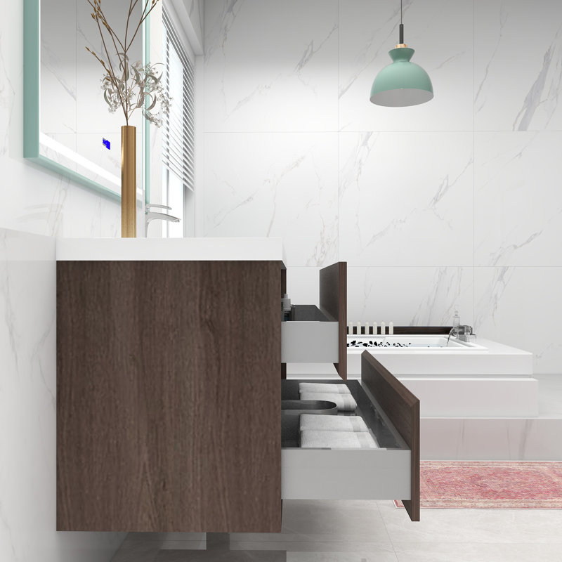 Ensemble de meuble-lavabo mural simple 42 po Monarski, Chêne rouge