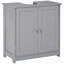 (Sans évier) Armoire de rangement à piédestal, base de meuble-lavabo, armoire de salle de bain sous évier avec découpe en U et tablette interne réglable, gris