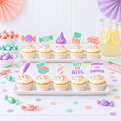 Décorations pour cupcakes « Révélation du sexe du bébé » : bonbons emballés ou pics en papier, lot de 10