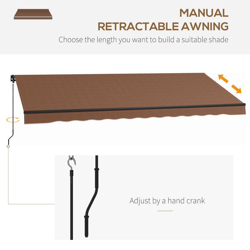 Outsunny 156'' W x 59'' D Polyester Cover Retractable Patio Awning, Brown
