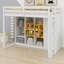 Lit mezzanine en bois avec garde-robe, tablettes et armoire-517364364-517364362