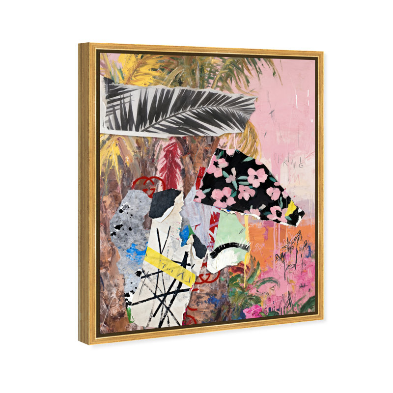 Palm Tree Pinks Print by Oliver Gal, 31"H x 37"W, Gold Floater Frame