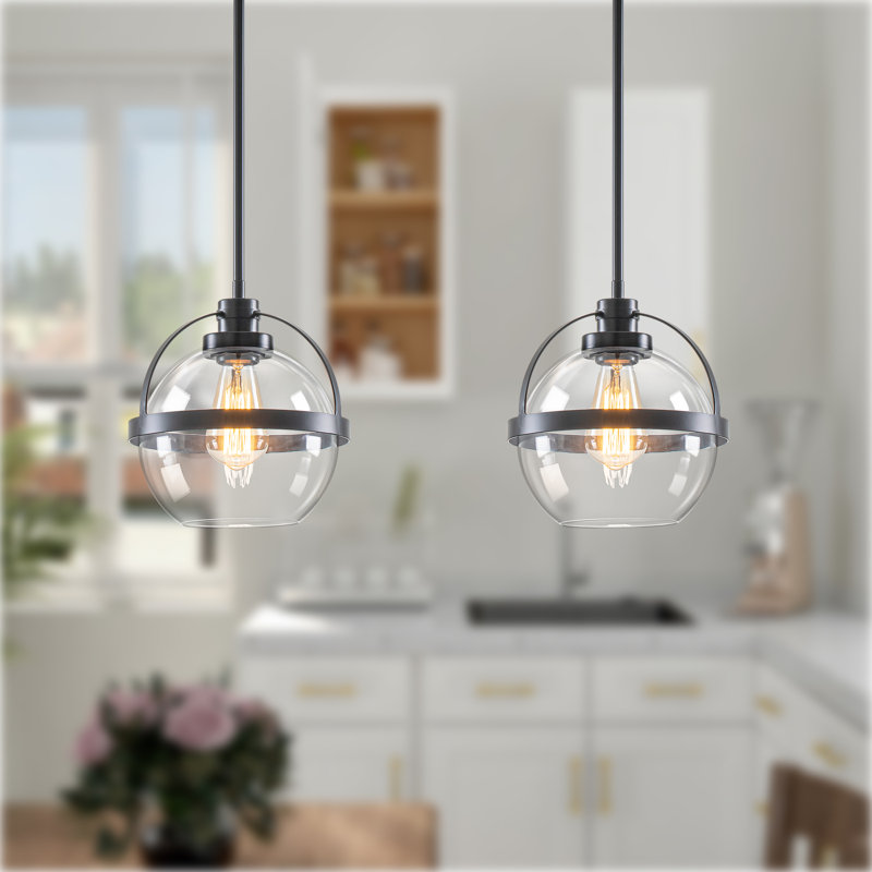 Ensemble de 2 luminaires suspendus 1 lumière Gladi, Noir mat