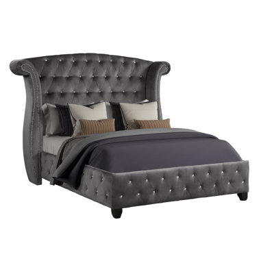 Upholstered Wingback Bed