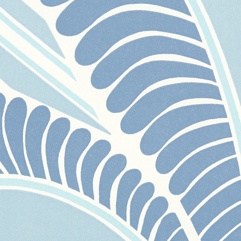 Schumacher x Neisha Crosland Banana Leaf Wallpaper, China Blue