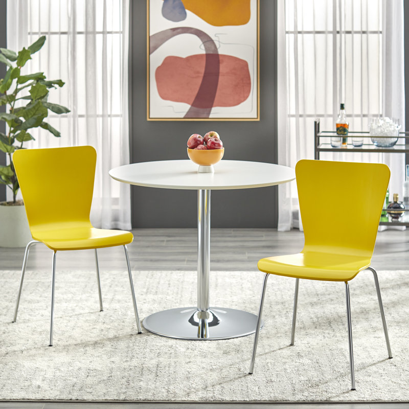 Ensemble de salle à manger Theotis, Jaune, 3 pièces : 1 table, 2 chaises