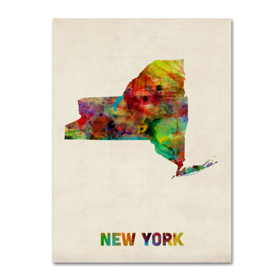 "new york map" par michael tompsett, impression sur toile tendue encadrée