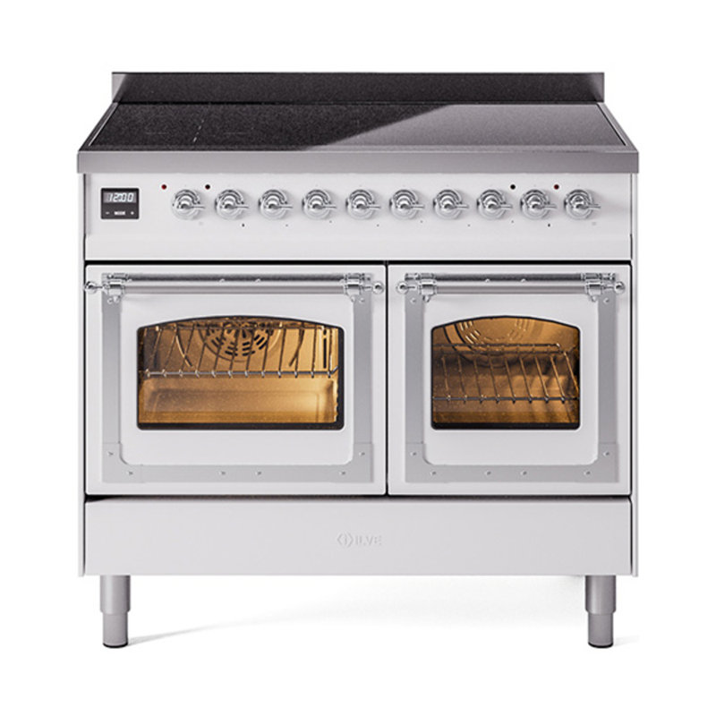 ILVE Nostalgie II Noblesse 40 in Induction Range, White/Chrome