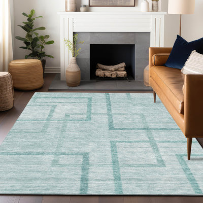 Premium Machine Washable Prisco Teal Rug