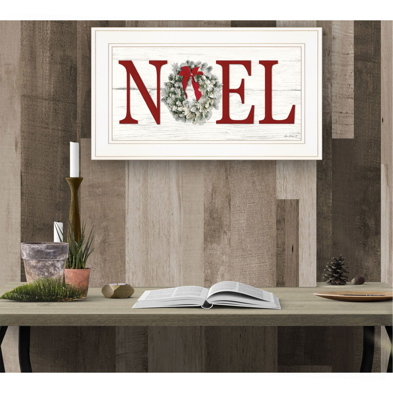«Christmas Noel» par Lori Deiter, reproduction encadrée prête à accrocher, cadre blanc