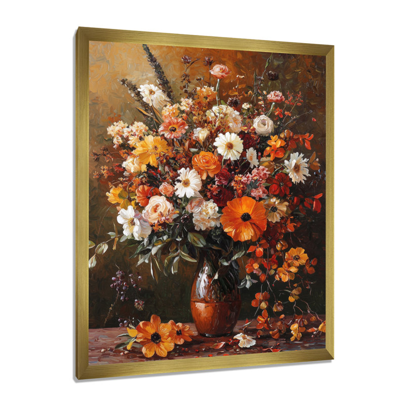 Benton - Floral Canvas Prints, 20" H x 12" W, Reproduction encadrée sans passe-partout, Doré