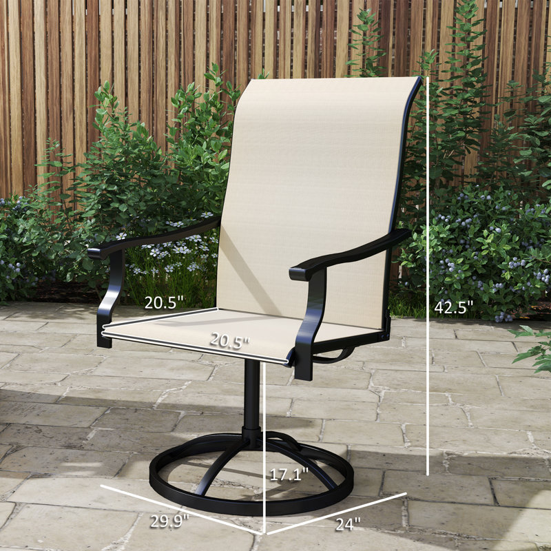 Chaises de patio pivotantes Modern, filet en acier beige, confort extérieur