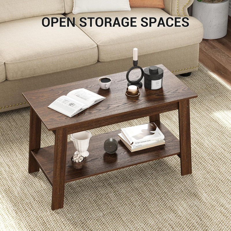 31.5 Inch Coffee Table with 2-Tier Storage, Modern Industrial Rectangular Living Room Table, Compact MDF & Particle Board Build, Durable & Easy Assembly, Ideal for Apartments & Offices