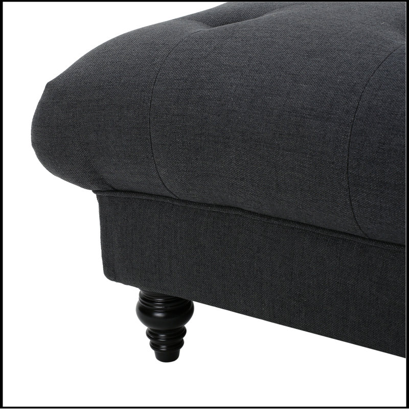 Repose-pieds carré rembourré et capitonné de 40,16 po de largeur Avoca pour le salon, Gris foncé