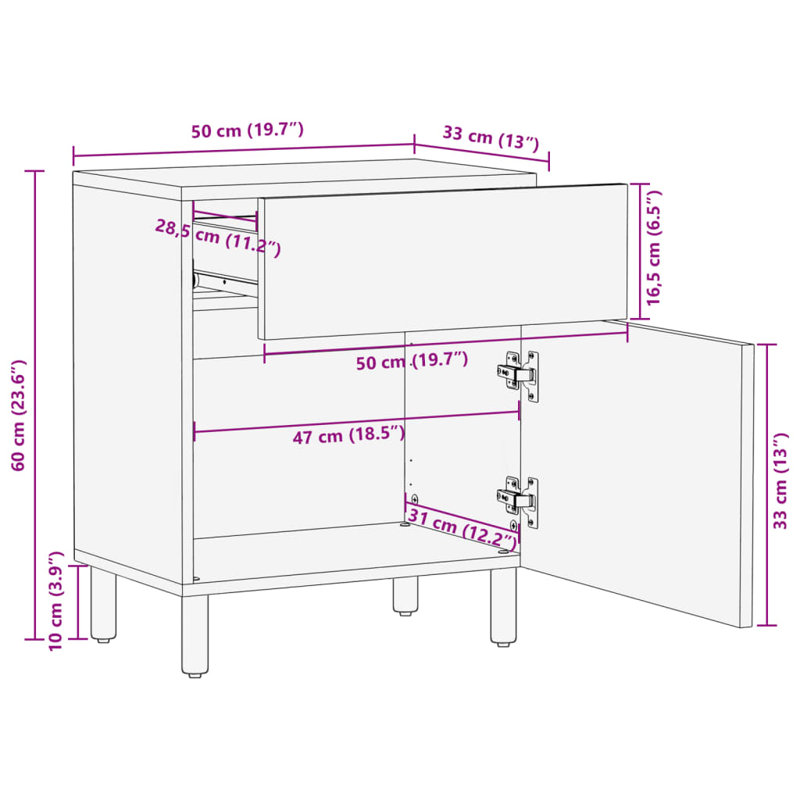 Ahlijah 50cm W Brass Bedside Table