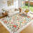 Washable Floral Area Rug Farmhouse Low Pile Non-Slip Soft Non-Shedding Carpet Stain Resistant Vintage Print Girls Room Rug for Living Room, Bedroom, Dining Room, Office, Beige-526499242