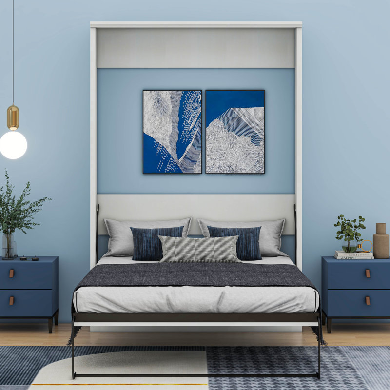 Half Self-Close and Open Murphy Bed Cabinet, Full