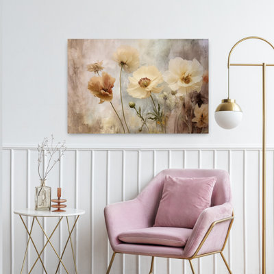 Art contemporain abstrait avec pivoines impressionnistes