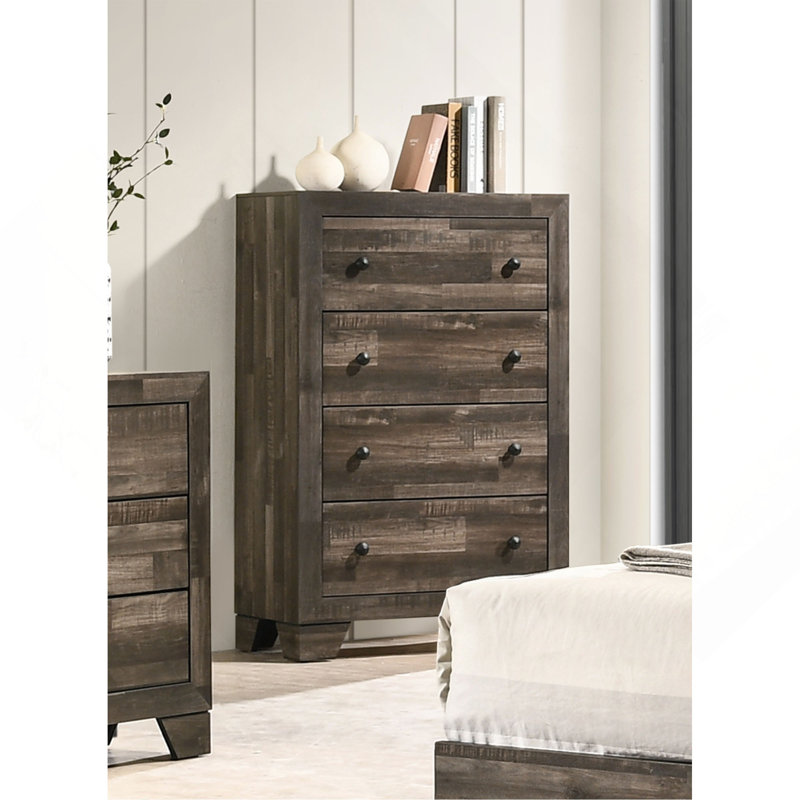 Commode et commode en bois avec tiroirs 1 pièce, Gris / brun rustique