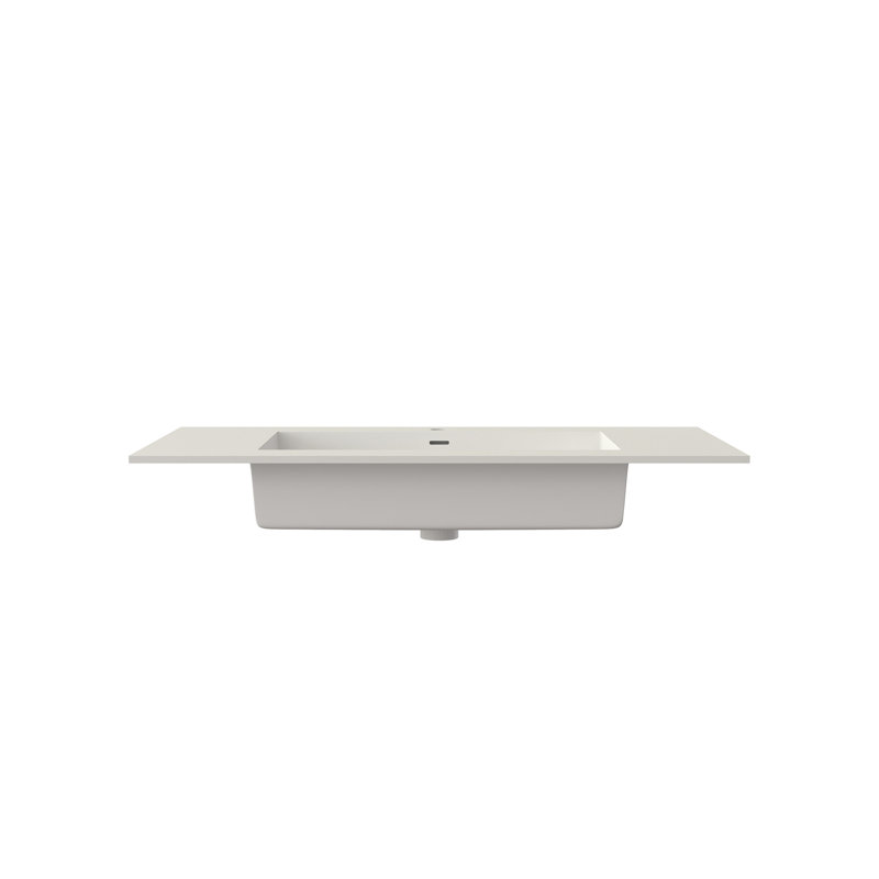 Lavabo de meuble-lavabo à surface en pierre et résine, Blanc mat, H 6,7 po x l 39,4 po x P 18,9 po