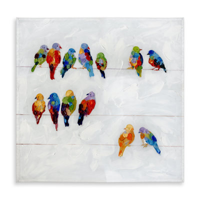Contemporary Blue Tablecloth - Colorful Birds on a Wire Decor