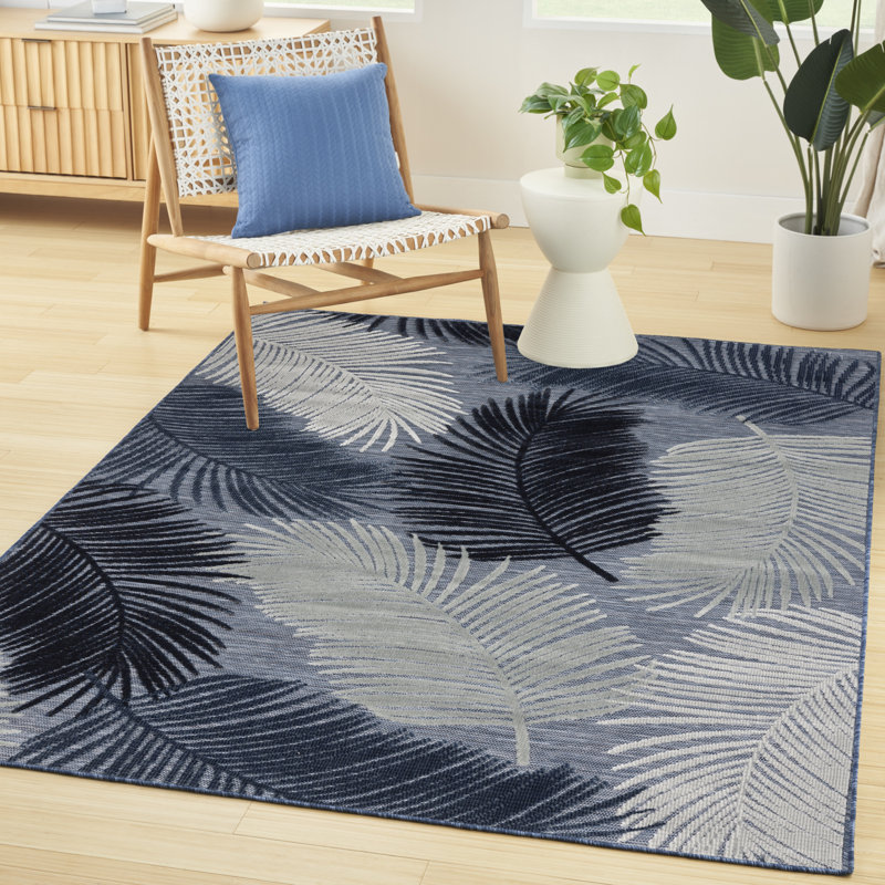 Nourison Suncoast 4' x 6' Denim Tropical Rug, Rectangle 4' x 6', Denim