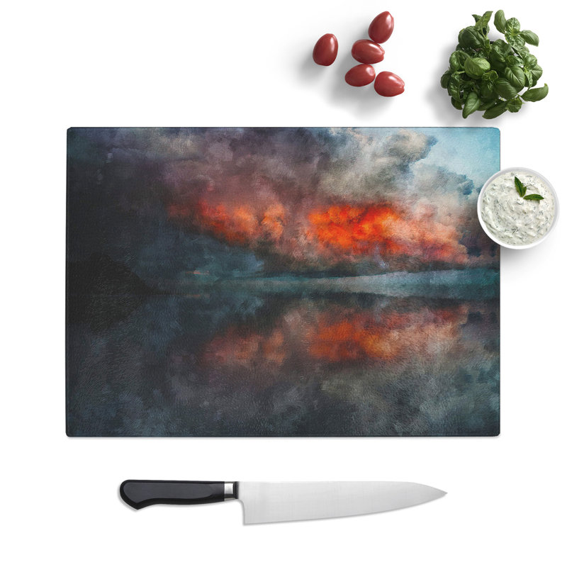 Tempered Glass Storm Approaching Chopping Board, 20 cm x 28.5 cm