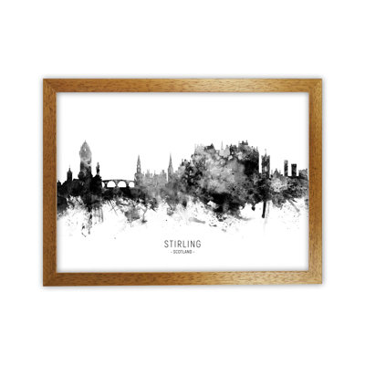 Stirling Scotland Skyline Black White City Name by Michael Tompsett - Print