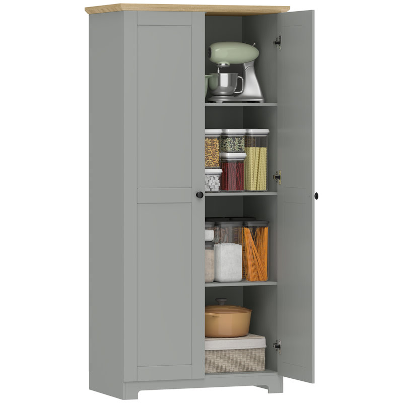 HOMCOM 172cm Kitchen Cupboard Freestanding Storage Cabinet, Grey